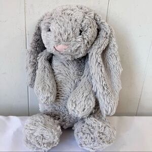 Jellycat London Gray Bashful Bunny 11" Sitting Beanie Bottom Plush Lovey